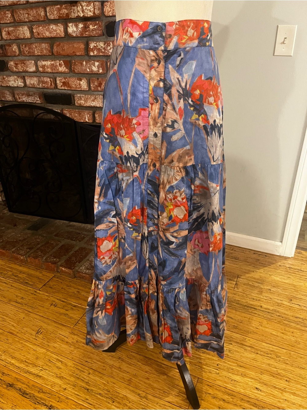 Nic + Zoe NWT Floral Tiered Blue Maxi Skirt